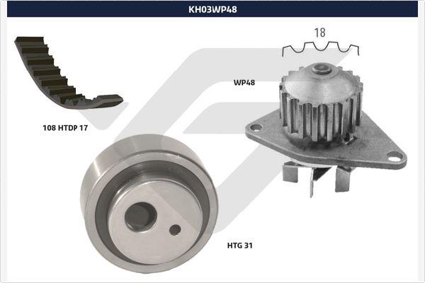 Hutchinson KH 03WP48 - Водяной насос + комплект зубчатого ремня ГРМ autospares.lv