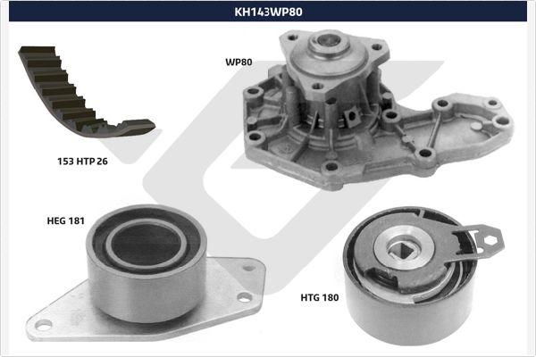 Hutchinson KH 143WP80 - Водяной насос + комплект зубчатого ремня ГРМ autospares.lv