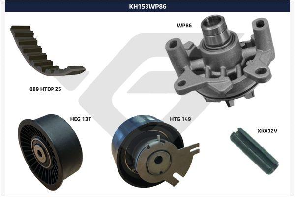 Hutchinson KH 153WP86 - Водяной насос + комплект зубчатого ремня ГРМ autospares.lv