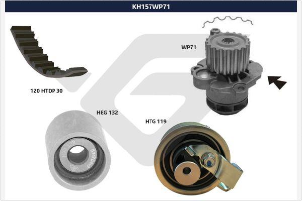 Hutchinson KH 157WP71 - Водяной насос + комплект зубчатого ремня ГРМ autospares.lv