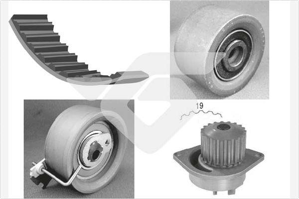 Hutchinson KH 164WP37 - Водяной насос + комплект зубчатого ремня ГРМ autospares.lv