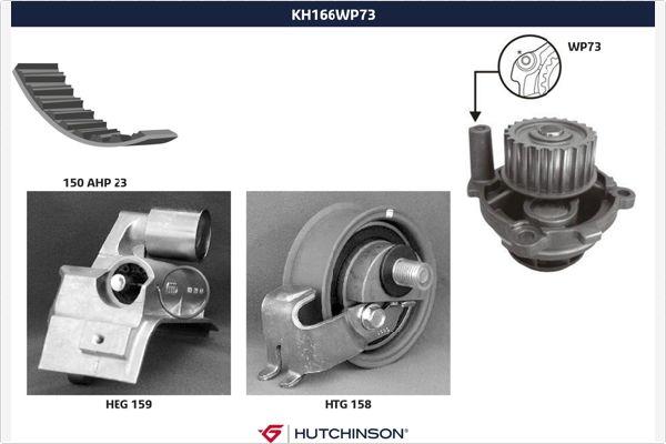 Hutchinson KH 166WP73 - Водяной насос + комплект зубчатого ремня ГРМ autospares.lv