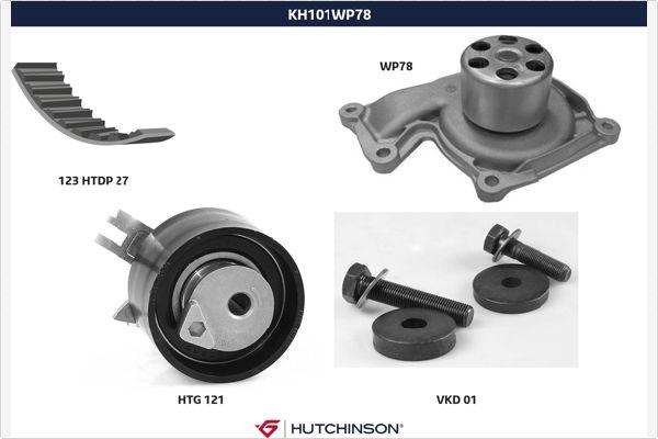 Hutchinson KH 101WP78 - Водяной насос + комплект зубчатого ремня ГРМ autospares.lv