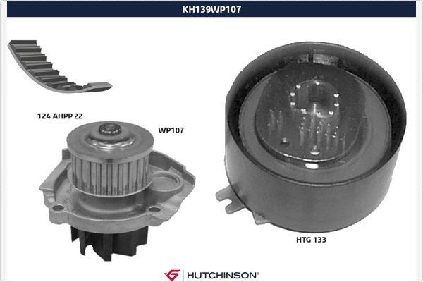 Hutchinson KH 139WP107 - Водяной насос + комплект зубчатого ремня ГРМ autospares.lv