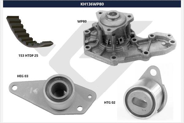 Hutchinson KH 136WP80 - Водяной насос + комплект зубчатого ремня ГРМ autospares.lv