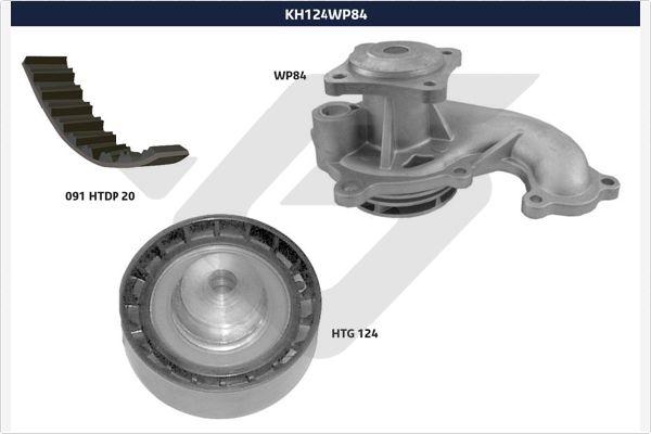 Hutchinson KH 124WP84 - Водяной насос + комплект зубчатого ремня ГРМ autospares.lv