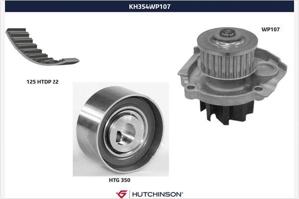 Hutchinson KH 354WP107 - Водяной насос + комплект зубчатого ремня ГРМ autospares.lv