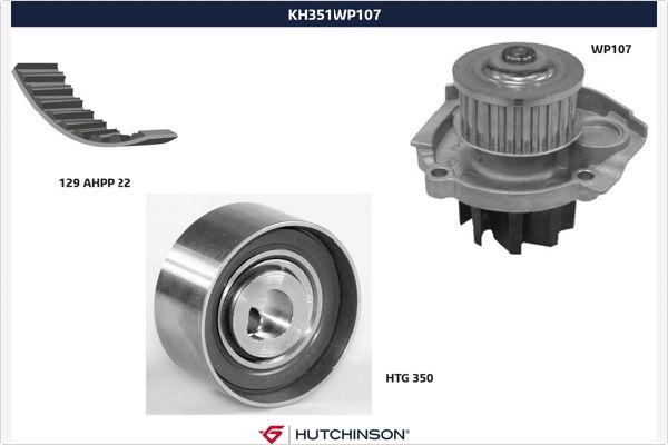 Hutchinson KH 351WP107 - Водяной насос + комплект зубчатого ремня ГРМ autospares.lv