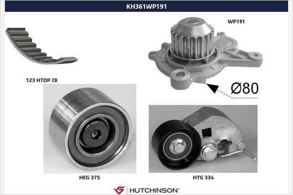 Hutchinson KH 361WP191 - Водяной насос + комплект зубчатого ремня ГРМ autospares.lv