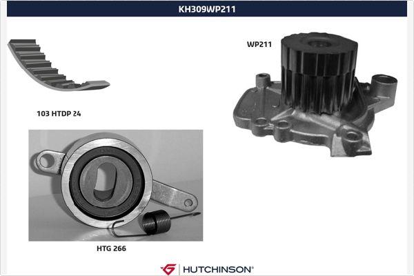 Hutchinson KH 309WP211 - Водяной насос + комплект зубчатого ремня ГРМ autospares.lv