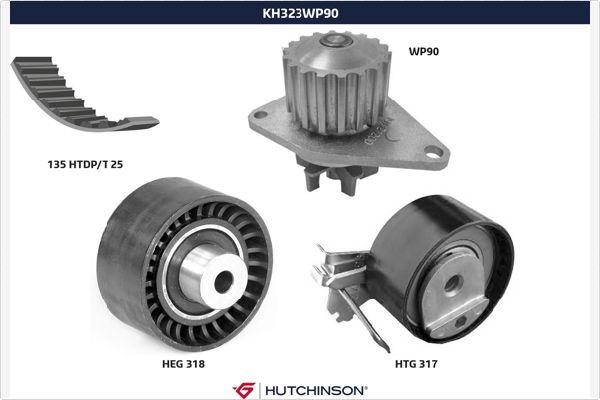 Hutchinson KH 323WP90 - Водяной насос + комплект зубчатого ремня ГРМ autospares.lv