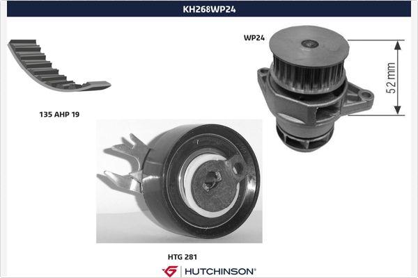 Hutchinson KH 268WP24 - Водяной насос + комплект зубчатого ремня ГРМ autospares.lv