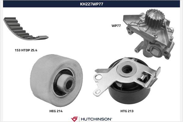 Hutchinson KH 227WP77 - Водяной насос + комплект зубчатого ремня ГРМ autospares.lv