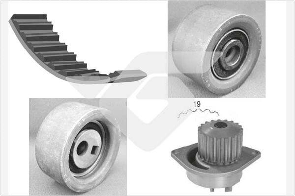 Hutchinson KH 79WP37 - Водяной насос + комплект зубчатого ремня ГРМ autospares.lv