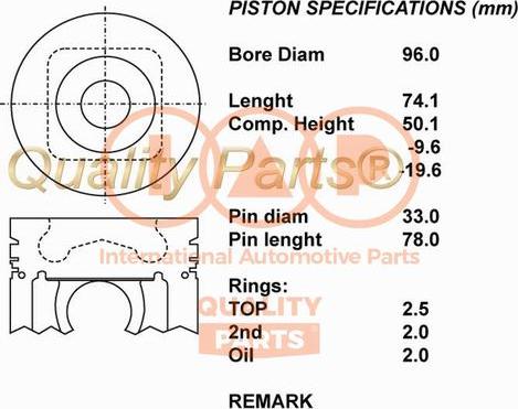 IAP QUALITY PARTS 100-13034 - Поршень autospares.lv