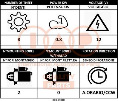 IAP QUALITY PARTS 803-11010 - Стартер autospares.lv