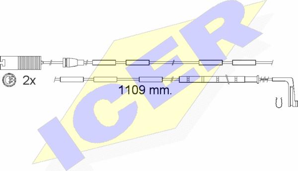 Icer 610542 E C - Сигнализатор, износ тормозных колодок autospares.lv