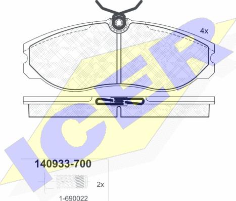 Icer 140933-700 - Тормозные колодки, дисковые, комплект autospares.lv