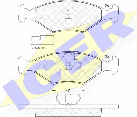 Icer 140927 - Тормозные колодки, дисковые, комплект autospares.lv