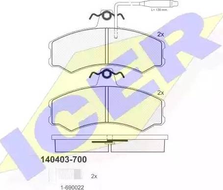 Icer 140403 - Тормозные колодки, дисковые, комплект autospares.lv