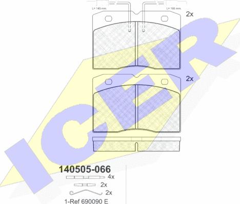 Icer 140505 - Тормозные колодки, дисковые, комплект autospares.lv