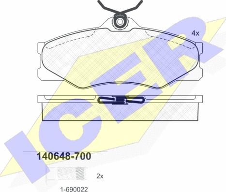 Icer 140648-700 - Тормозные колодки, дисковые, комплект autospares.lv