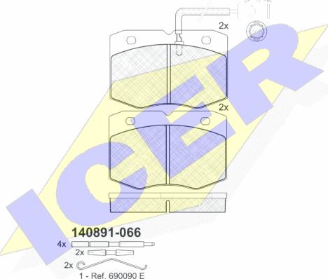 Icer 140891-066 - Тормозные колодки, дисковые, комплект autospares.lv