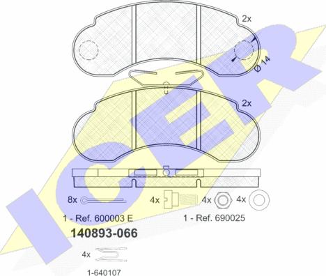 Icer 140893 - Тормозные колодки, дисковые, комплект autospares.lv