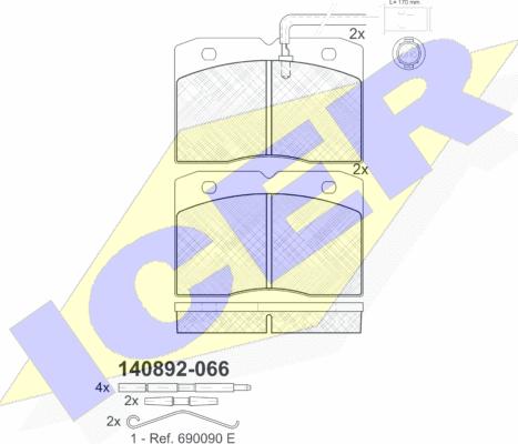 Icer 140892-066 - Тормозные колодки, дисковые, комплект autospares.lv