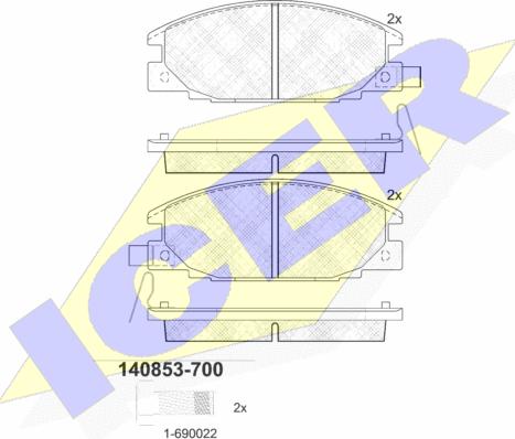 Icer 140853-700 - Тормозные колодки, дисковые, комплект autospares.lv