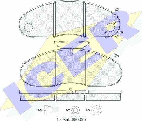 Icer 140834 - Тормозные колодки, дисковые, комплект autospares.lv