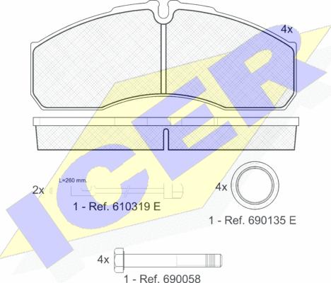 Icer 141499 - Тормозные колодки, дисковые, комплект autospares.lv