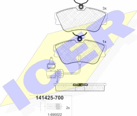 Icer 141425-700 - Тормозные колодки, дисковые, комплект autospares.lv