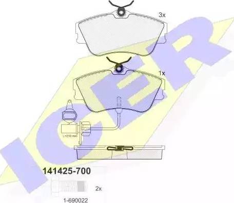 Icer 141425 - Тормозные колодки, дисковые, комплект autospares.lv