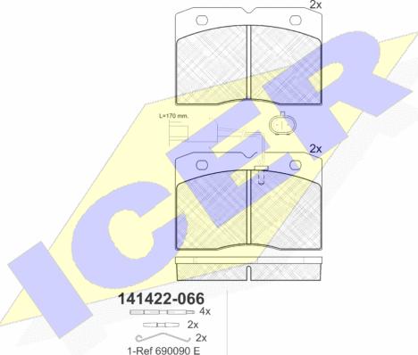 Icer 141422 - Тормозные колодки, дисковые, комплект autospares.lv