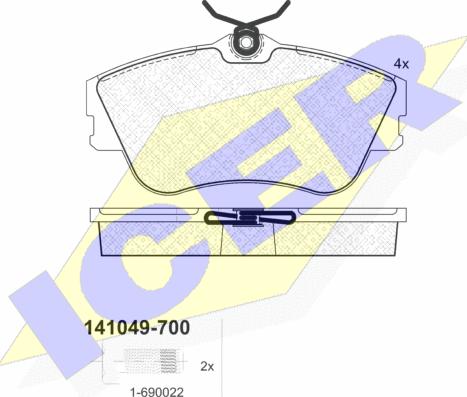 Icer 141049-700 - Тормозные колодки, дисковые, комплект autospares.lv