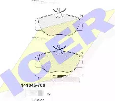 Icer 141046 - Тормозные колодки, дисковые, комплект autospares.lv