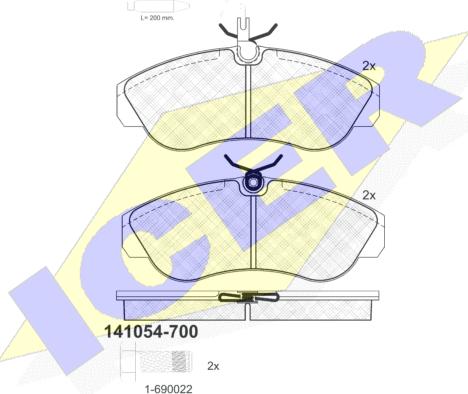 Icer 141054-700 - Тормозные колодки, дисковые, комплект autospares.lv