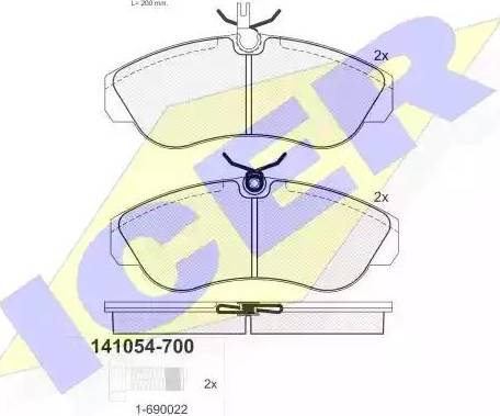 Icer 141054 - Тормозные колодки, дисковые, комплект autospares.lv