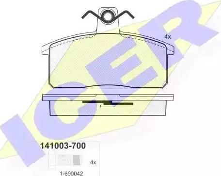 Icer 141003 - Тормозные колодки, дисковые, комплект autospares.lv