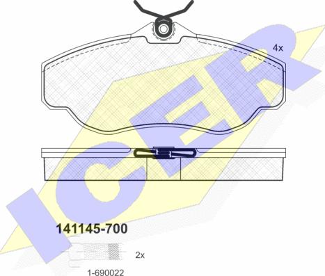 Icer 141145-700 - Тормозные колодки, дисковые, комплект autospares.lv