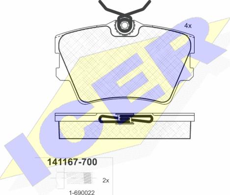 Icer 141167-700 - Тормозные колодки, дисковые, комплект autospares.lv