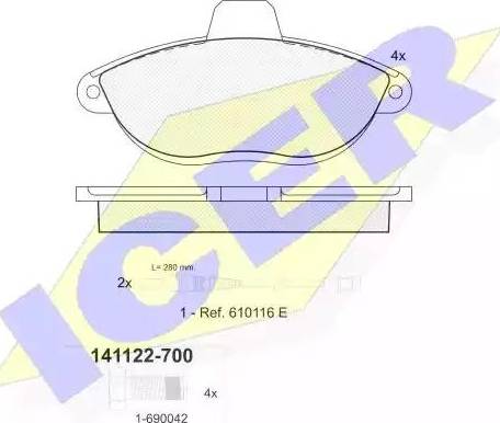 Icer 141122 - Тормозные колодки, дисковые, комплект autospares.lv