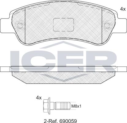 Icer 141804LM - Тормозные колодки, дисковые, комплект autospares.lv