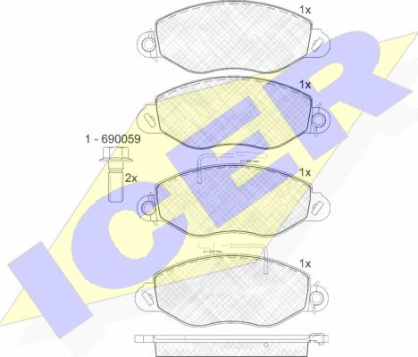 Icer 141808 - Тормозные колодки, дисковые, комплект autospares.lv