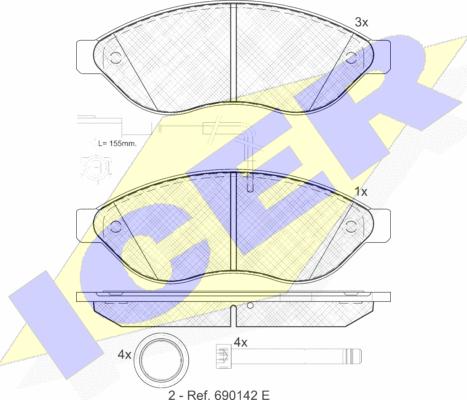 Icer 141803 - Тормозные колодки, дисковые, комплект autospares.lv