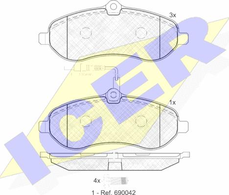 Icer 141802 - Тормозные колодки, дисковые, комплект autospares.lv