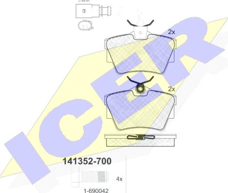 Icer 141352-700 - Тормозные колодки, дисковые, комплект autospares.lv