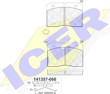 Icer 141357 - Тормозные колодки, дисковые, комплект autospares.lv