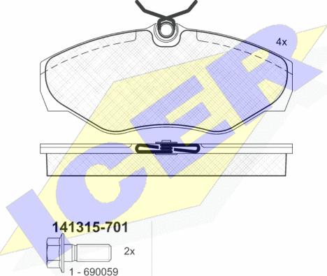 Icer 141315-701 - Тормозные колодки, дисковые, комплект autospares.lv